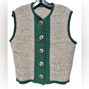 Vintage KITZ-PICHLER Austria Sweater Vest Womens Size 10 Bone Buttons Wool Gilet